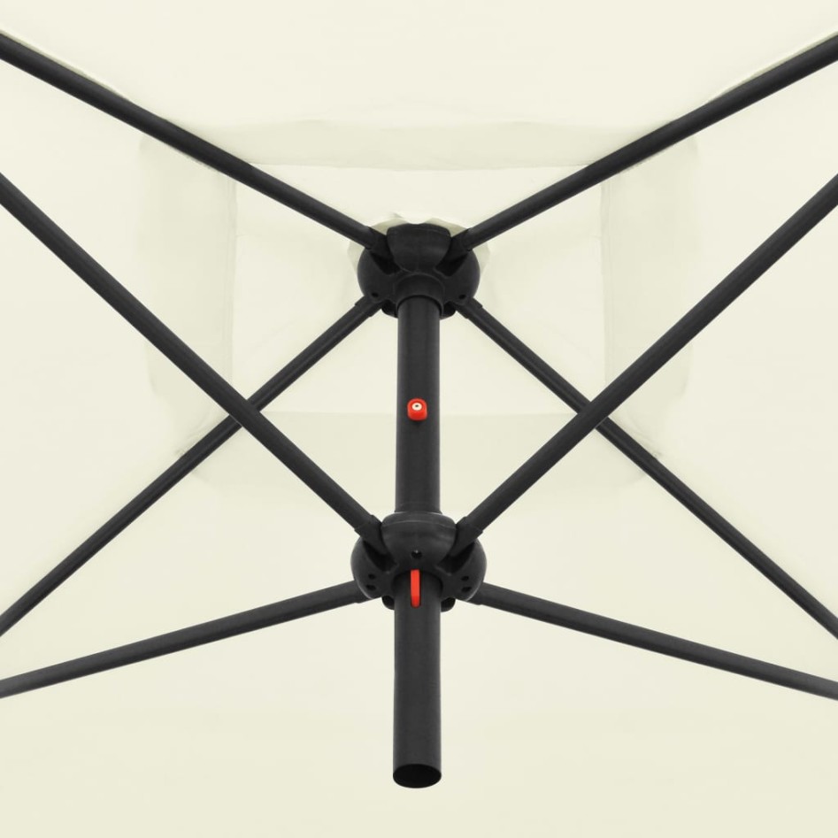 Sombrilla doble de jardín palo acero blanco arena 250x250