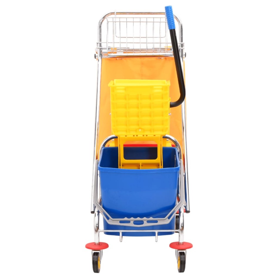 Carrito de limpieza con cubos y escurridor PP y tela