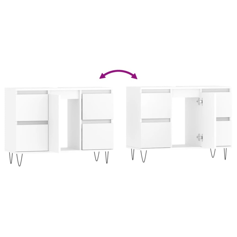 Mueble de baño madera de ingeniería blanco 80x33x60