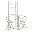 Set de comedor plegable con estante 3 piezas MDF y acero blanco