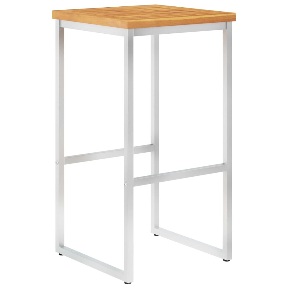 Taburetes de bar 4 uds madera maciza acacia y acero