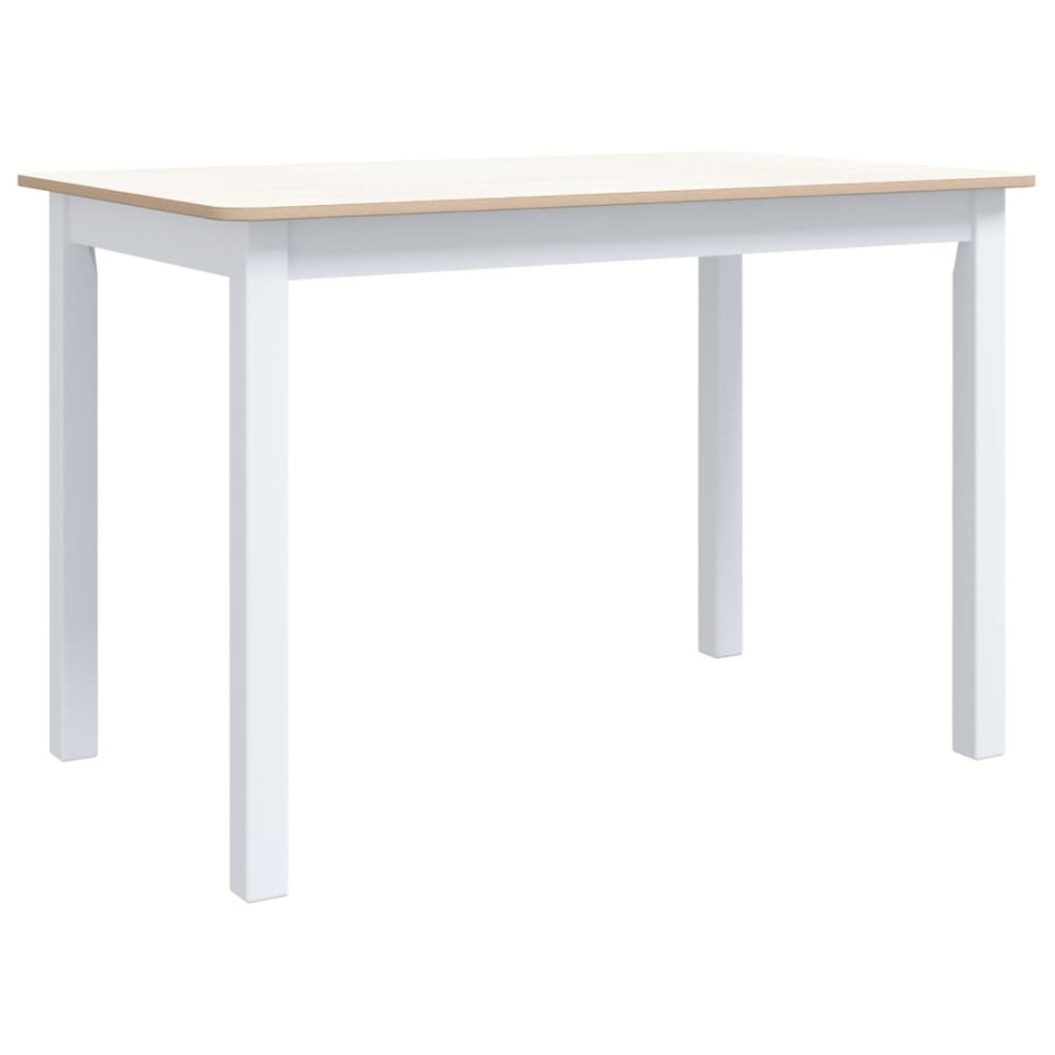 Mesa de comedor de madera de caucho blanco marrón 114x71x75