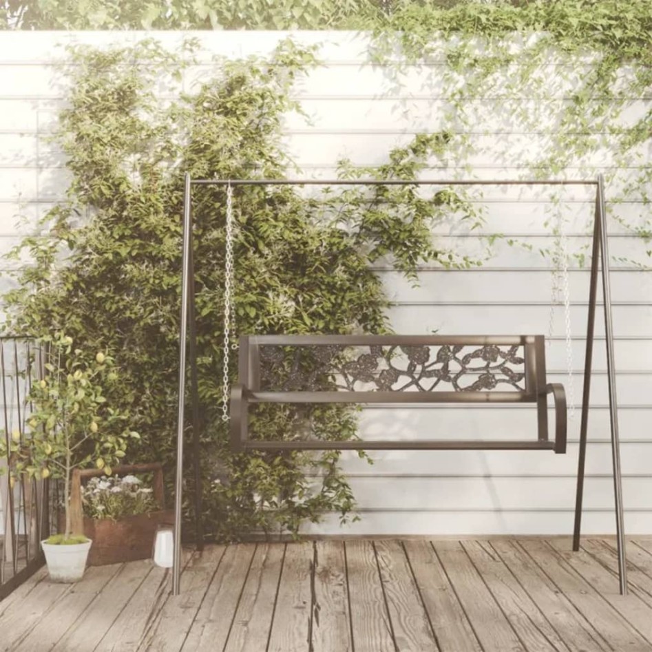 Banco balancín de jardín 125 cm acero y plástico