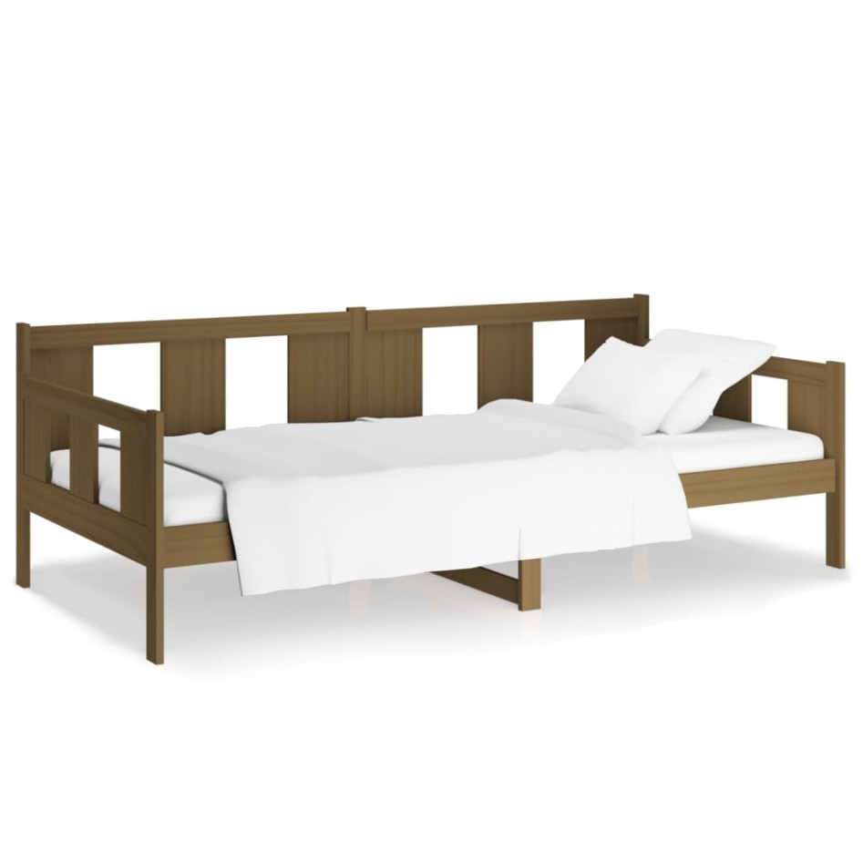 Sofá cama de madera maciza de pino marrón miel 90x190