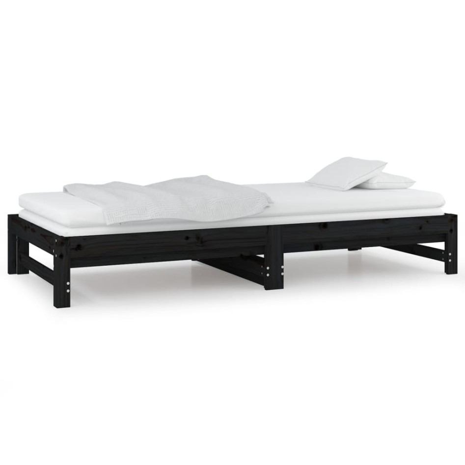 Sofá cama extraíble madera maciza de pino negro 2x(80x200)