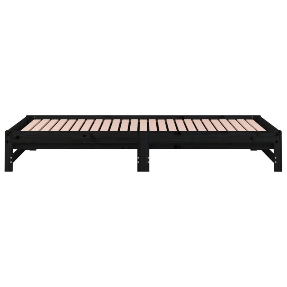 Sofá cama extraíble madera maciza de pino negro 2x(80x200)