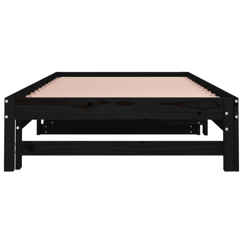 Sofá cama extraíble madera maciza de pino negro 2x(80x200)