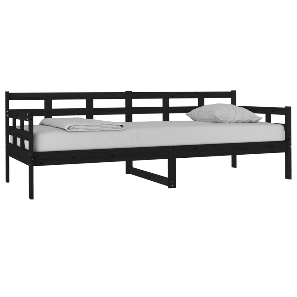 Sofá cama madera maciza de pino negro 80x200