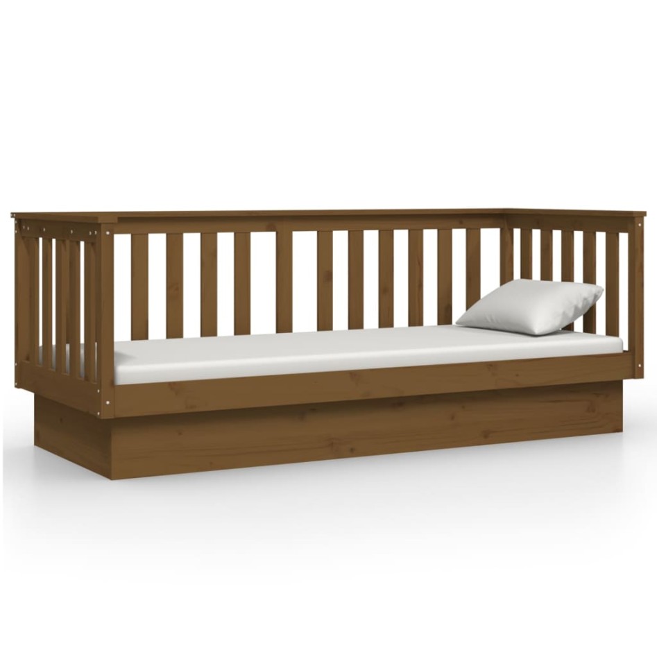 Sofá cama de madera maciza de pino marrón miel 75x190