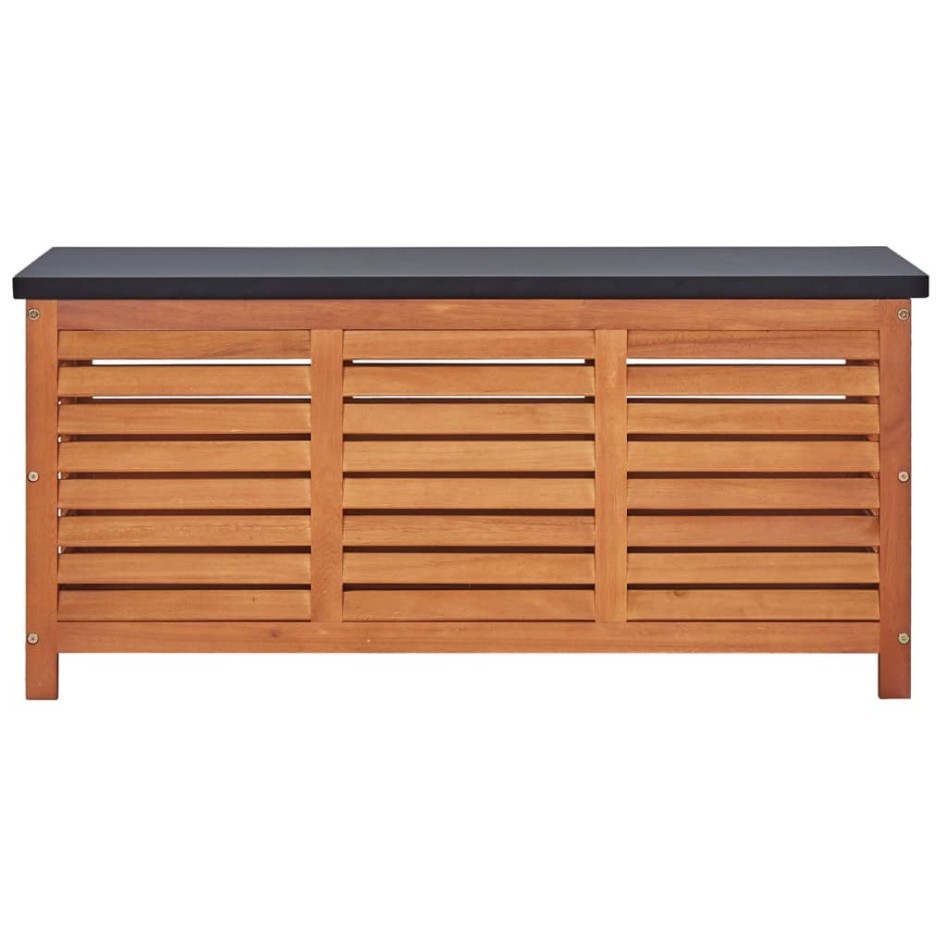 Caja de almacenaje jardín madera maciza eucalipto 117x50x55