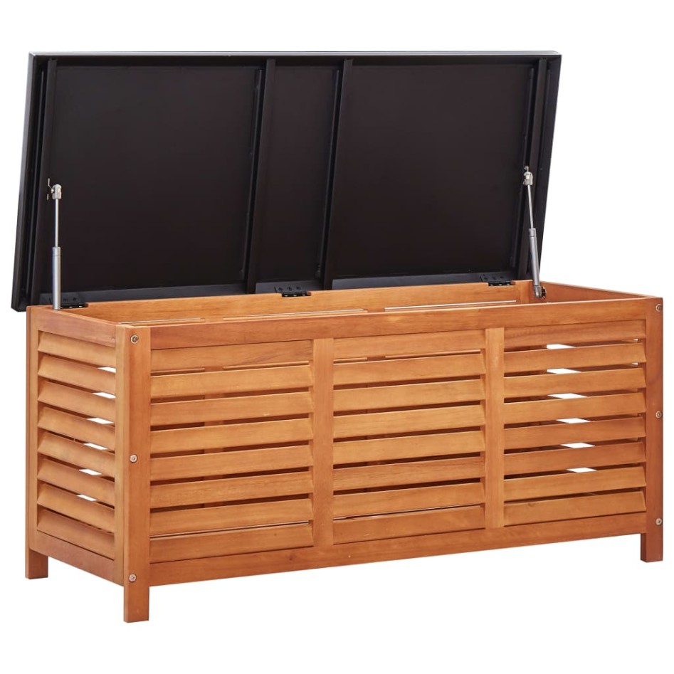 Caja de almacenaje jardín madera maciza eucalipto 117x50x55