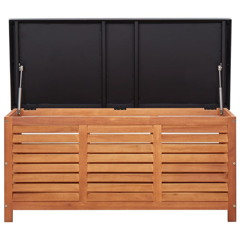 Caja de almacenaje jardín madera maciza eucalipto 117x50x55