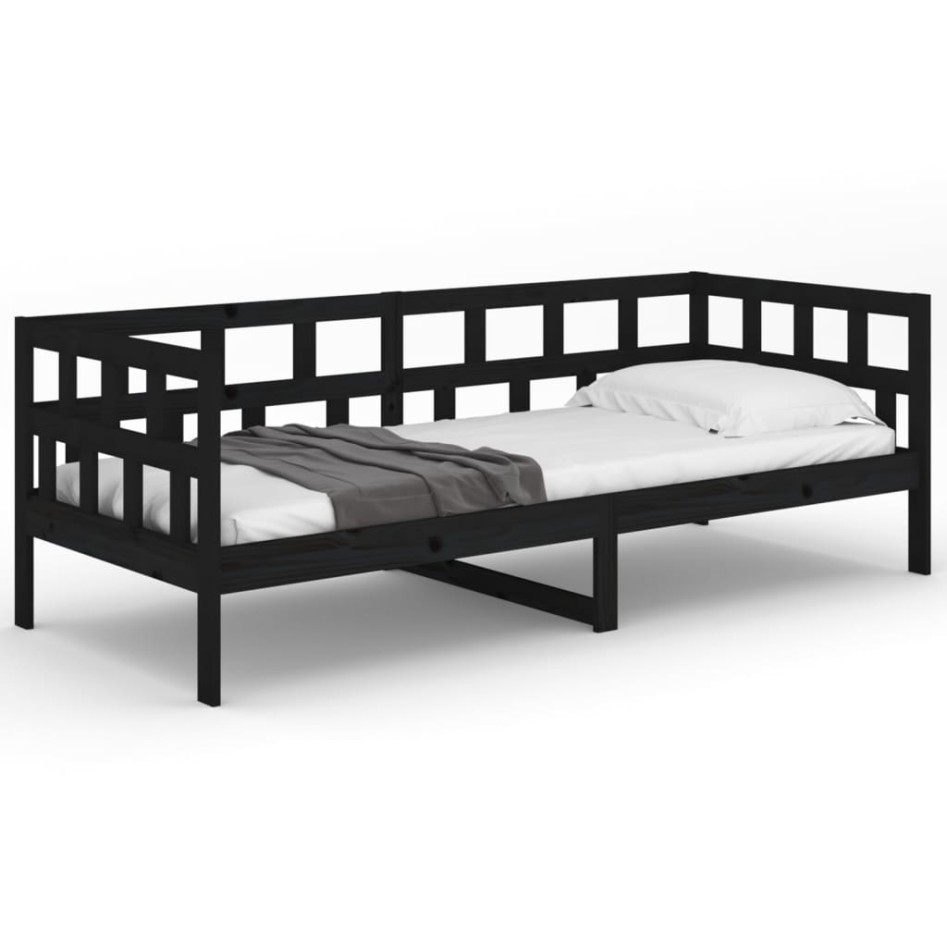 Sofá cama madera maciza de pino negro 80x200