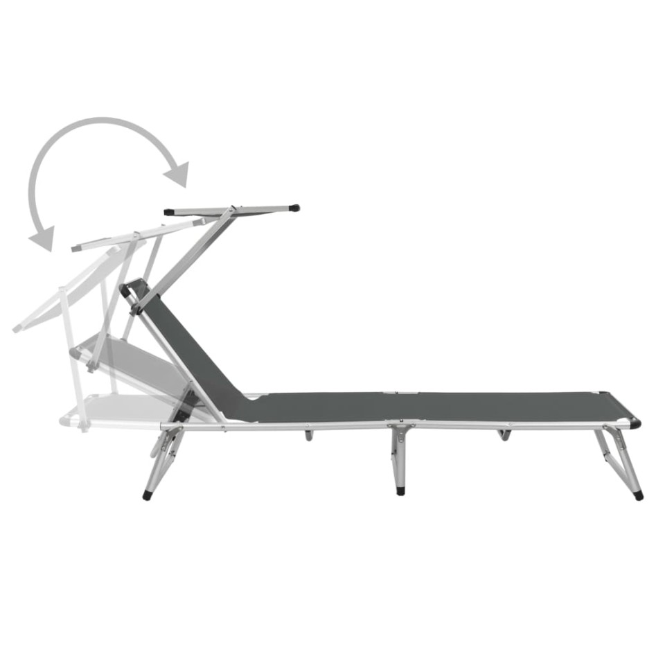 Tumbonas plegables con techo 2 uds aluminio y textilene