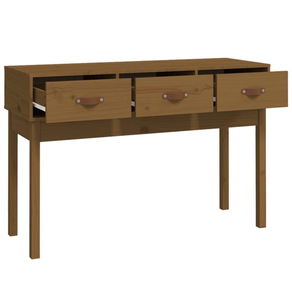 Mesa consola de madera maciza de pino marrón miel 114x40x75