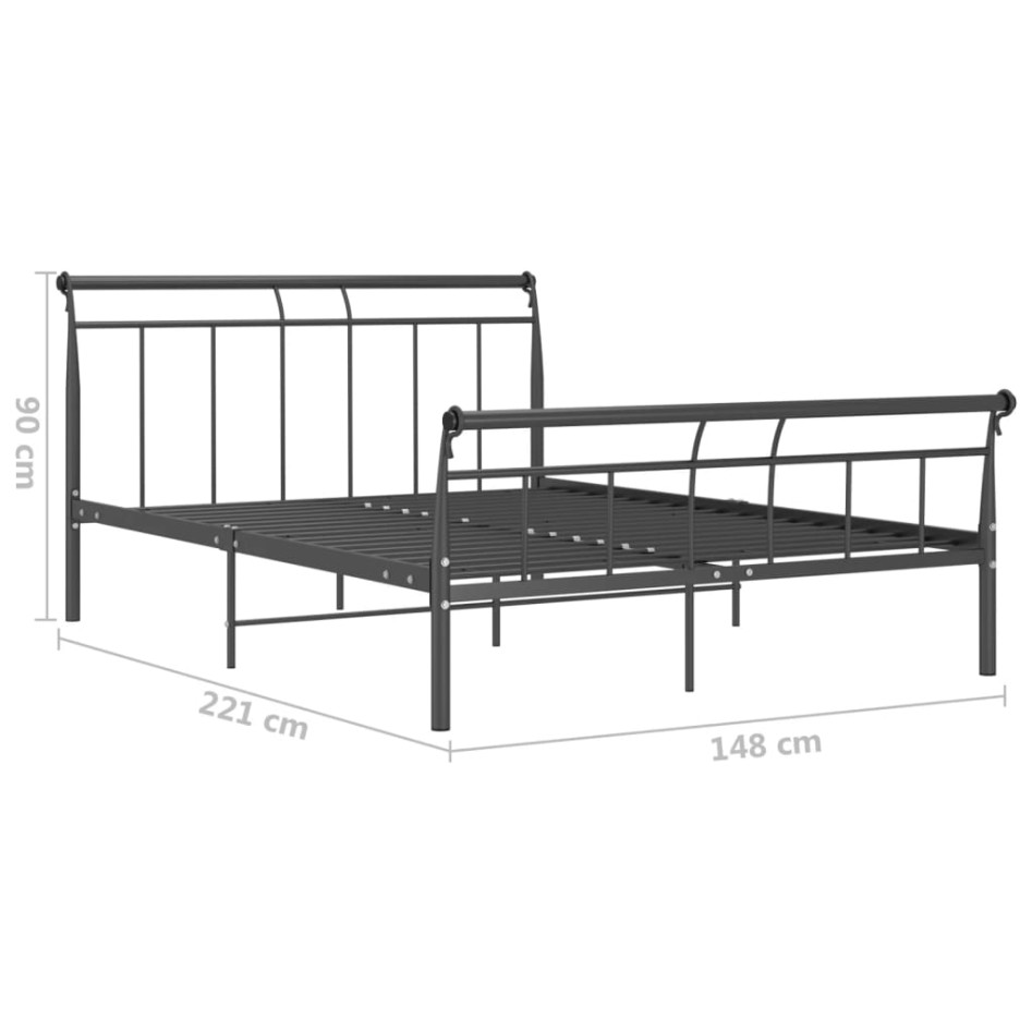 Estructura de cama de metal negro 140x200
