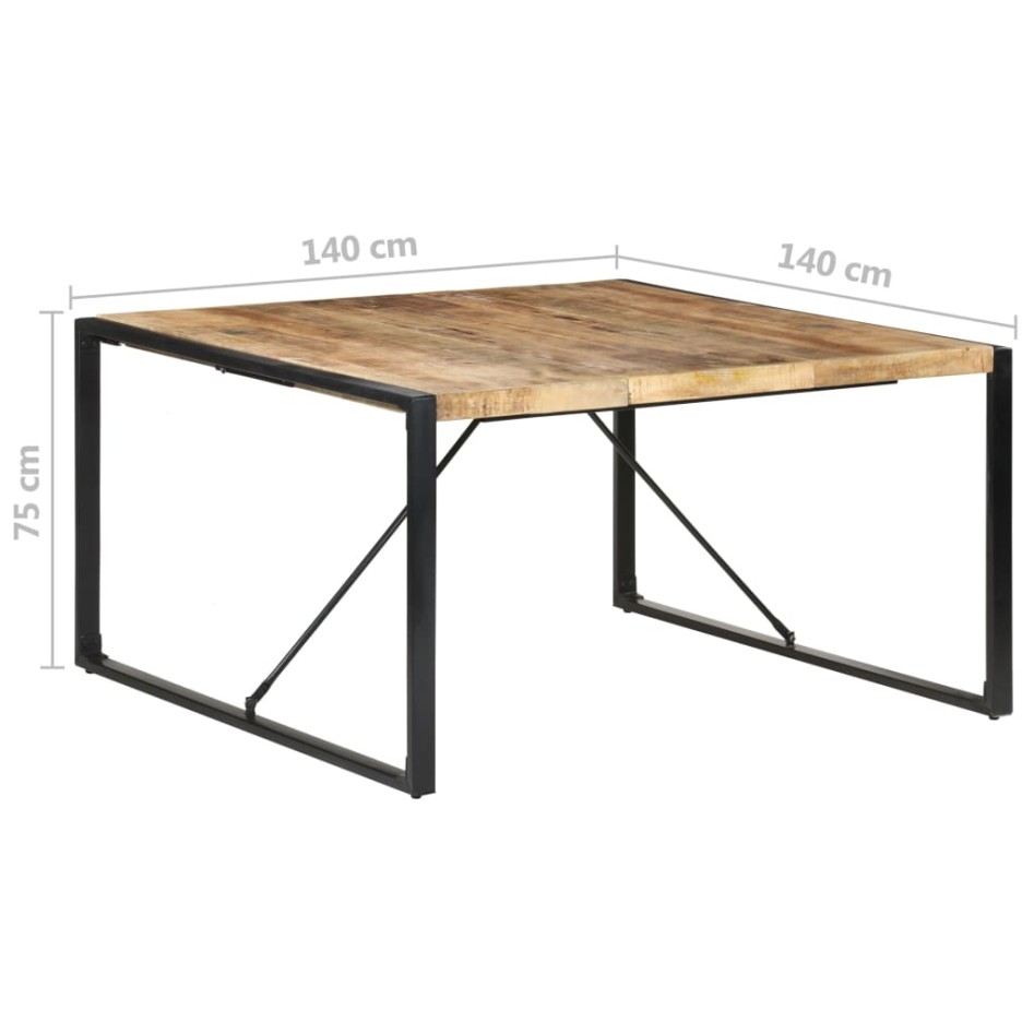 Mesa de comedor madera de mango rugosa 140x140x75