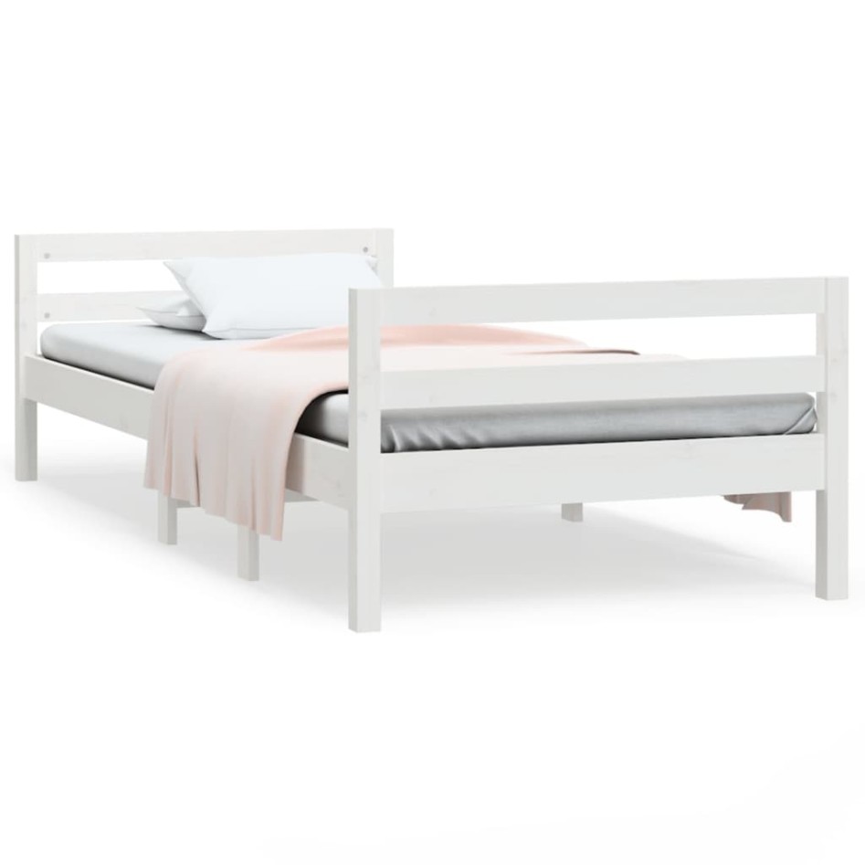 Estructura de cama madera maciza de pino blanco 90x200