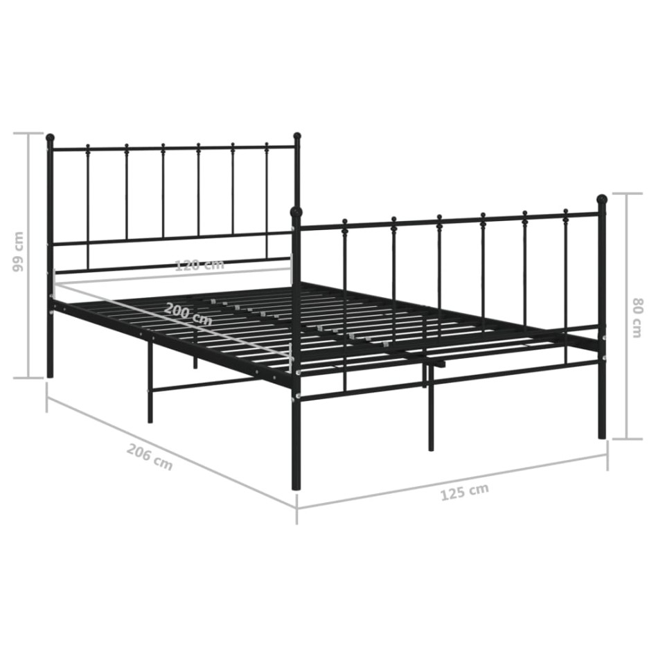 Estructura de cama de metal negro 120x200