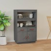 Aparador de madera maciza de pino gris 67x40x108,5 cm