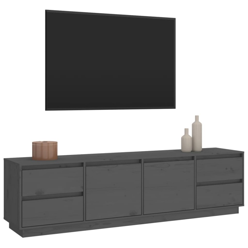 Mueble de TV madera maciza de pino gris 176x37x47,5