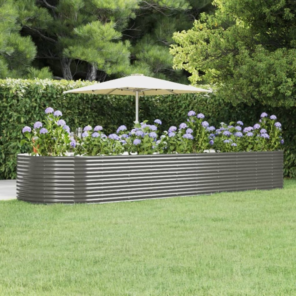 Jardinera arriate acero recubrimiento polvo gris 447x140x68