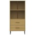 Librería con 2 cajones OSLO madera maciza marrón 60x35x128,5
