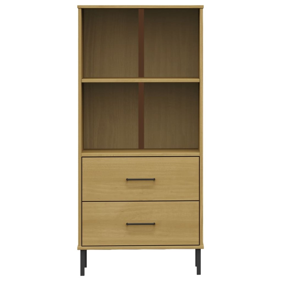 Librería con 2 cajones OSLO madera maciza marrón 60x35x128,5