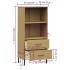 Librería con 2 cajones OSLO madera maciza marrón 60x35x128,5