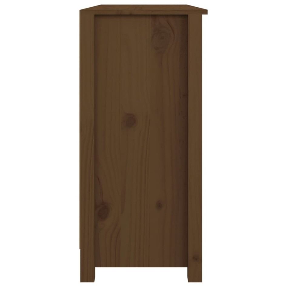 Aparador de madera maciza de pino marrón miel 100x35x74