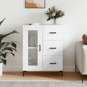 Aparador de madera contrachapada blanco brillante 69,5x34x90