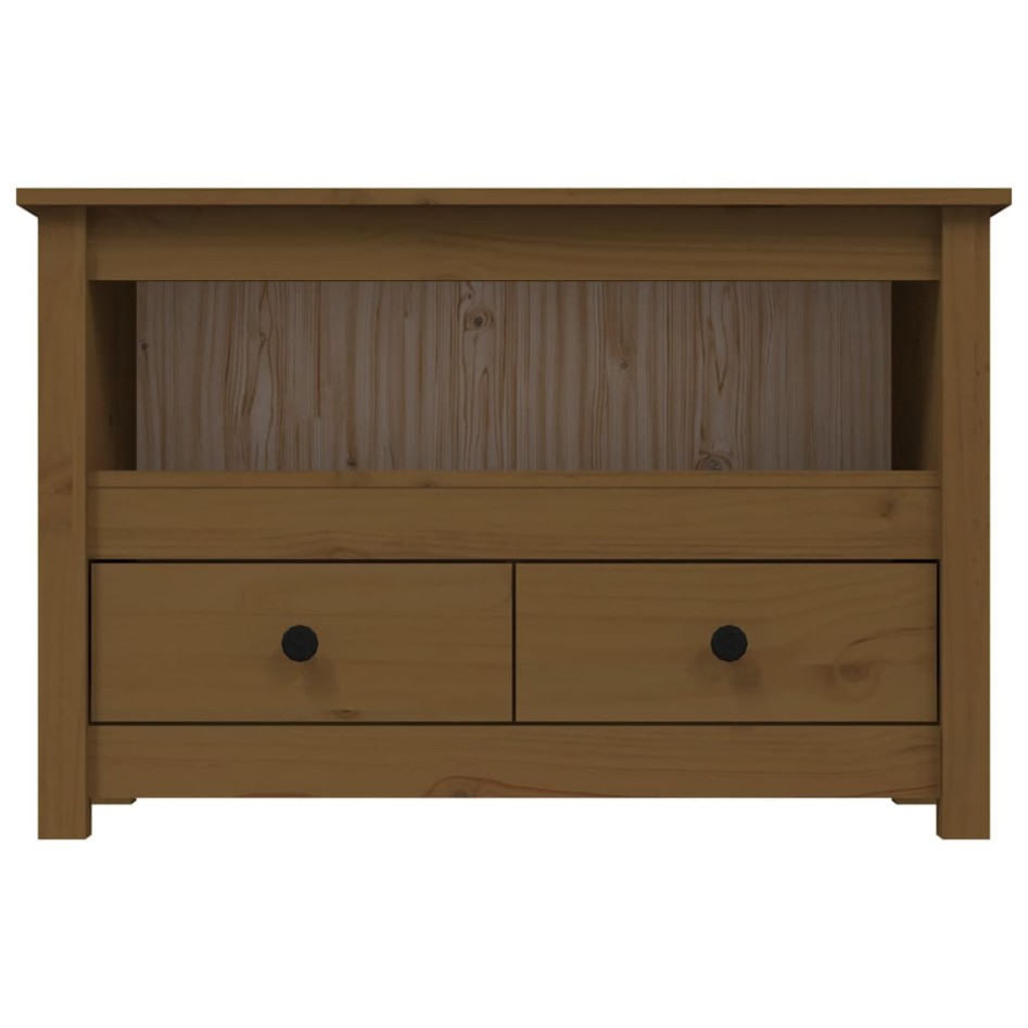 Mueble de TV madera maciza de pino marrón miel 79x35x52