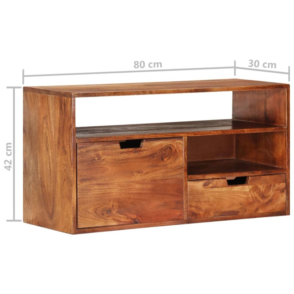 Mueble de TV de madera maciza de acacia 80x30x42