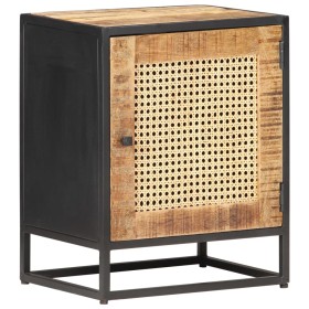 Mesita de noche madera de mango rugosa caña natural