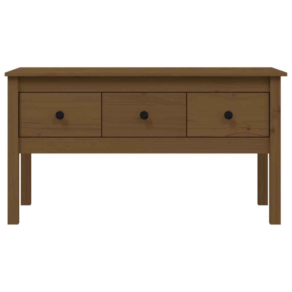 Mesa de centro madera maciza de pino marrón miel 102x49x55