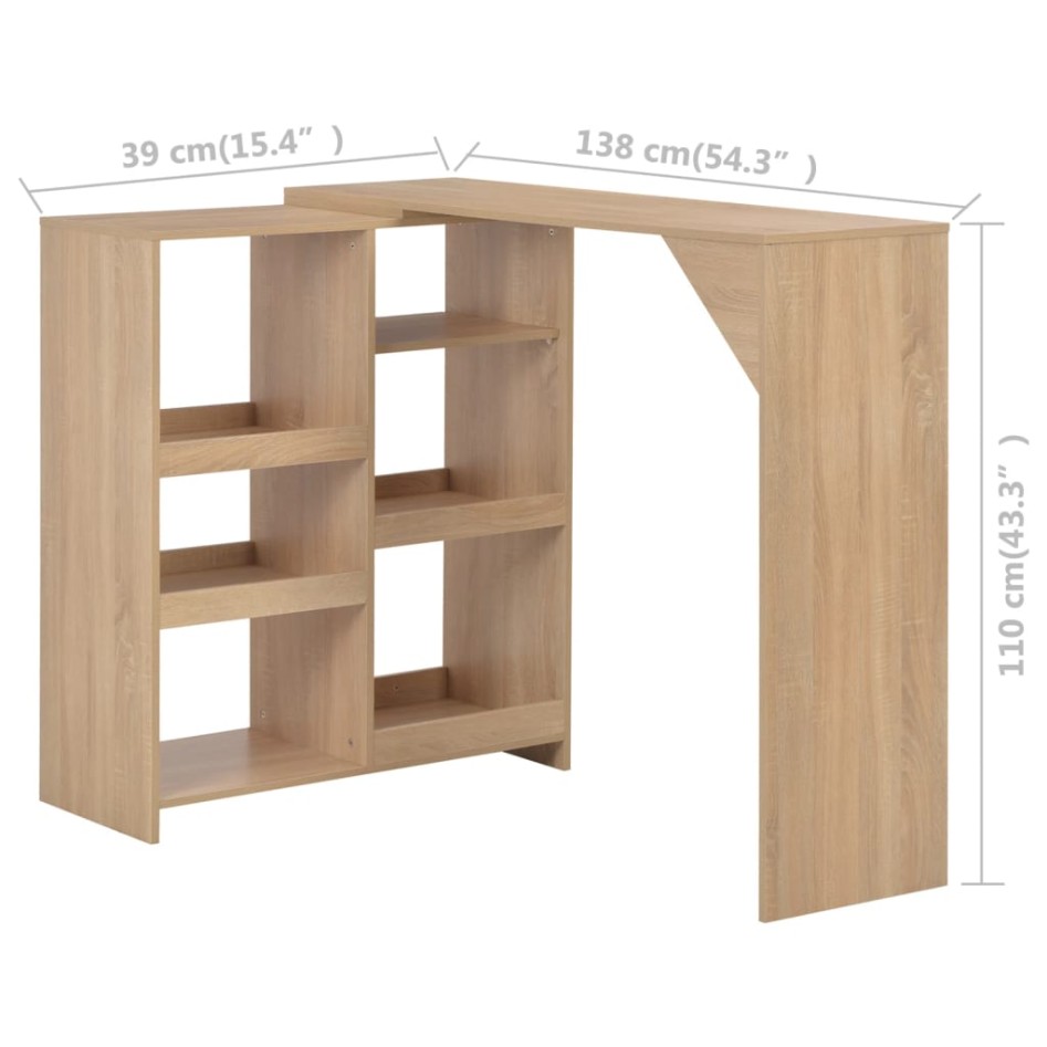 Mesa de bar con estantería móvil negro 138x39x110