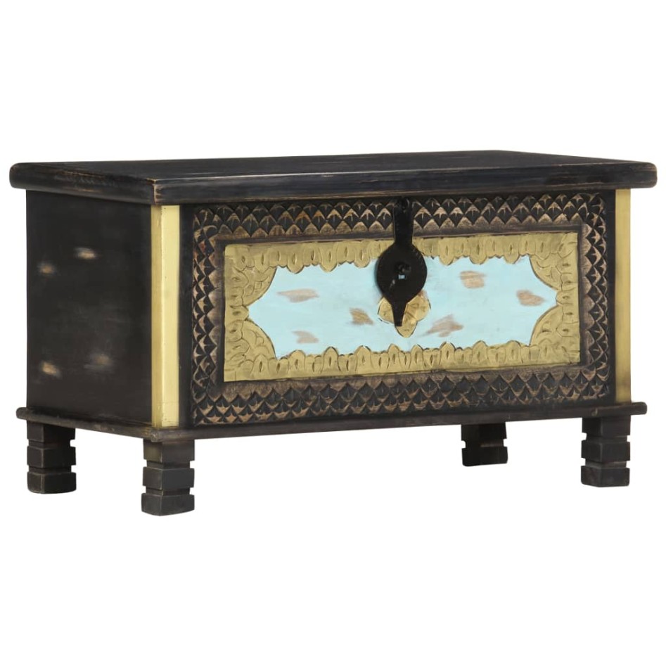 Baúl de almacenamiento madera de mango negro 80x40x45