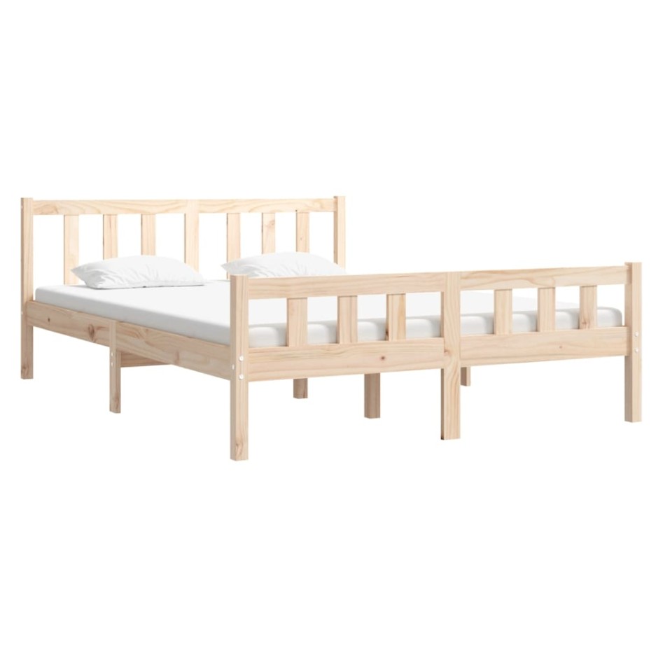 Estructura de cama de matrimonio madera maciza 135x190