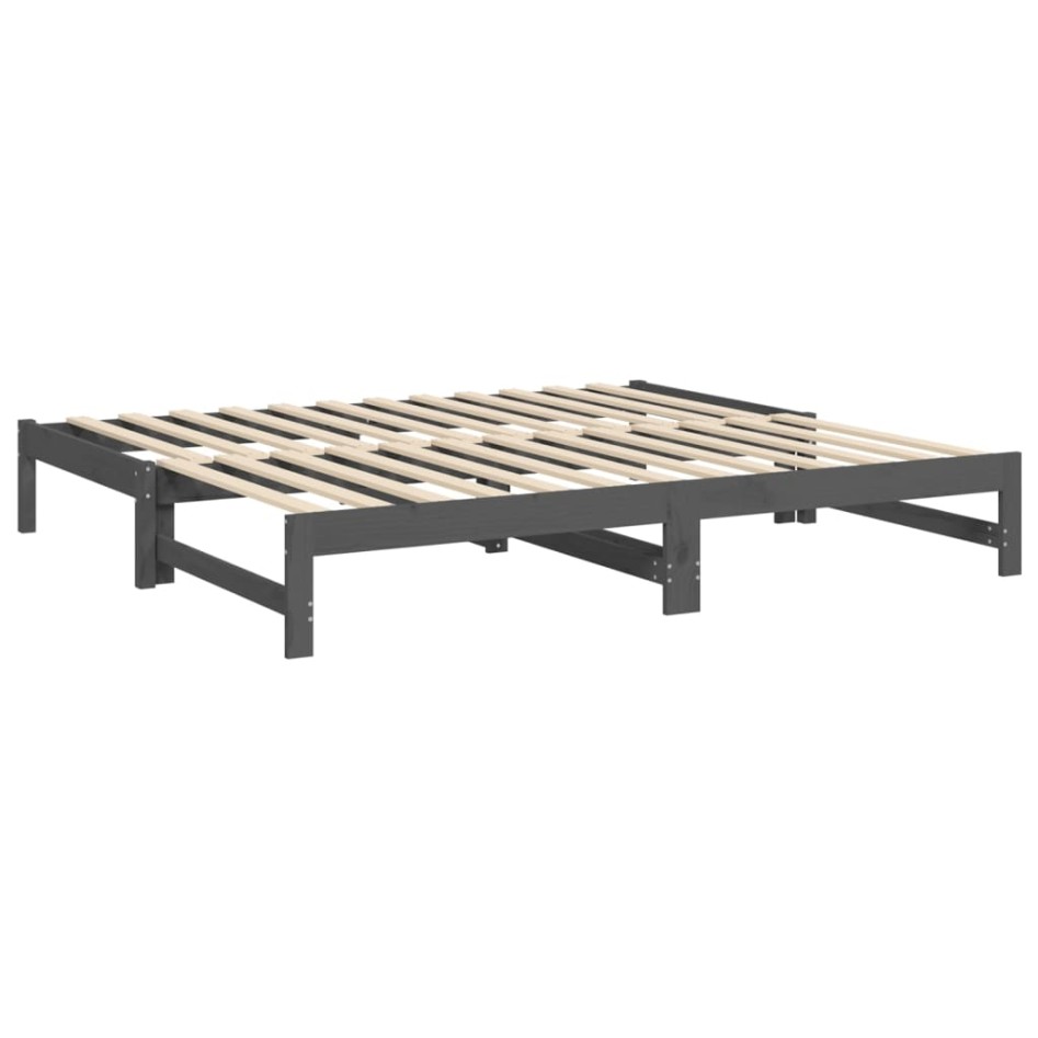 Sofá cama extraíble madera maciza de pino gris 2x(90x190)