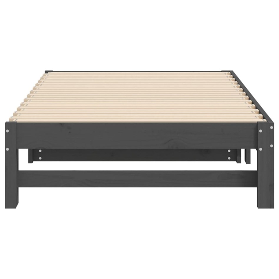Sofá cama extraíble madera maciza de pino gris 2x(90x190)