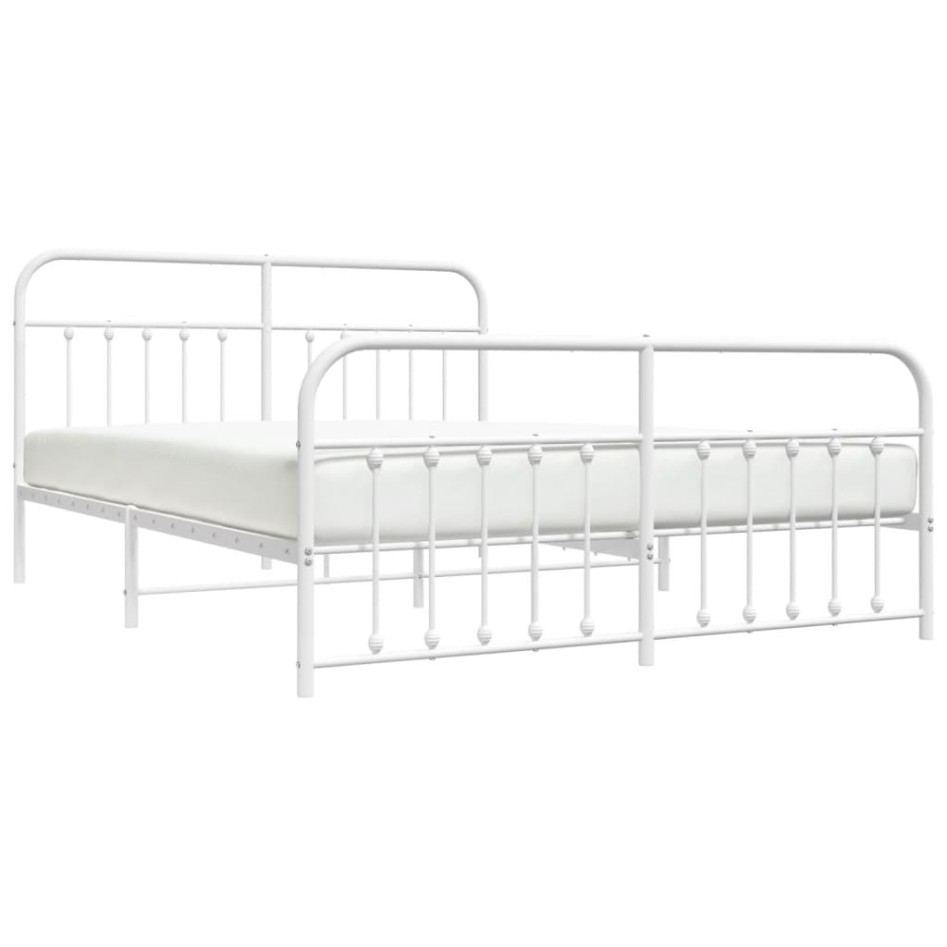 Estructura cama metal con cabecero y estribo blanco 180x200