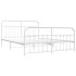 Estructura cama metal con cabecero y estribo blanco 180x200