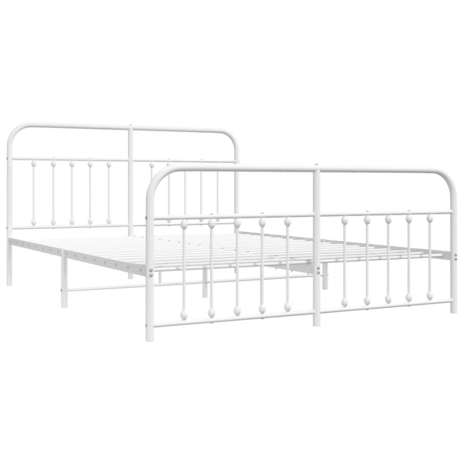 Estructura cama metal con cabecero y estribo blanco 180x200