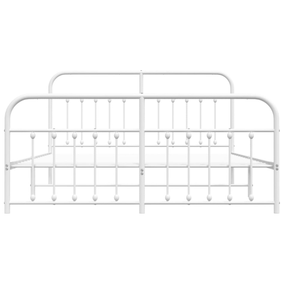 Estructura cama metal con cabecero y estribo blanco 180x200