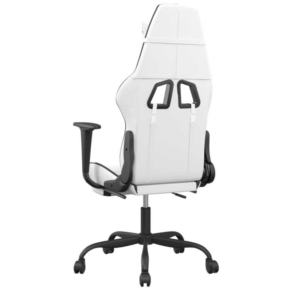 Silla gaming con reposapiés cuero sintético blanco