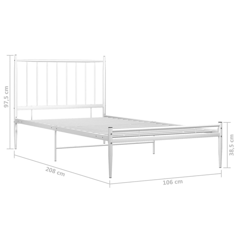 Estructura de cama de metal blanco 100x200