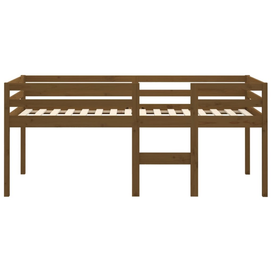 Cama alta madera maciza pino marrón miel 80x200