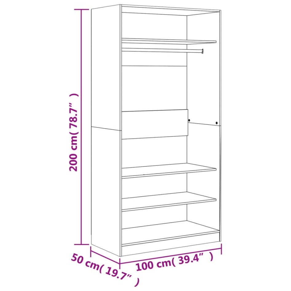 Armario madera contrachapada color roble ahumado 100x50x200