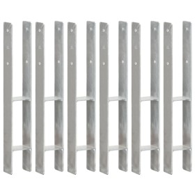 Anclajes de valla 6 uds acero galvanizado plateado 8x6x60