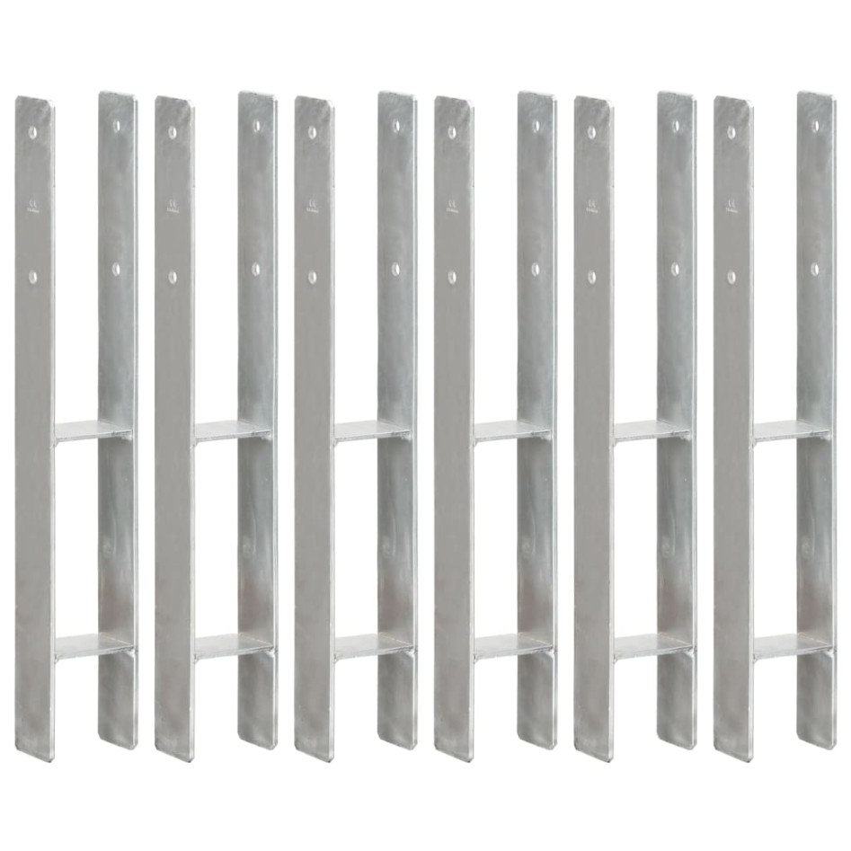 Anclajes de valla 6 uds acero galvanizado plateado 8x6x60